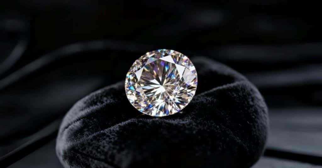 diamond gemstone shining on dark background