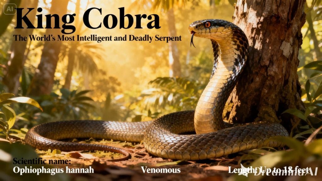 King Cobra in natural habitat showing hood raised