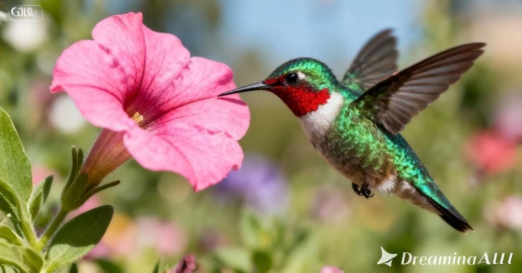 colorful hummingbirds in flight